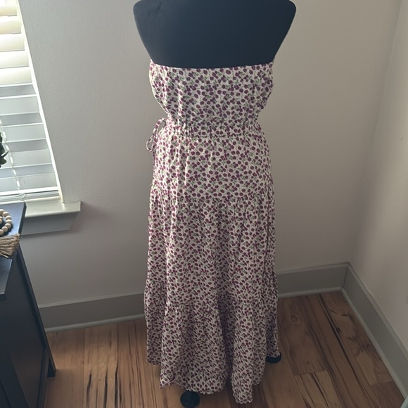 GAP floral print strapless tiered Boho peasant cottage cotton maxi dress Sz S - Picture 4 of 9